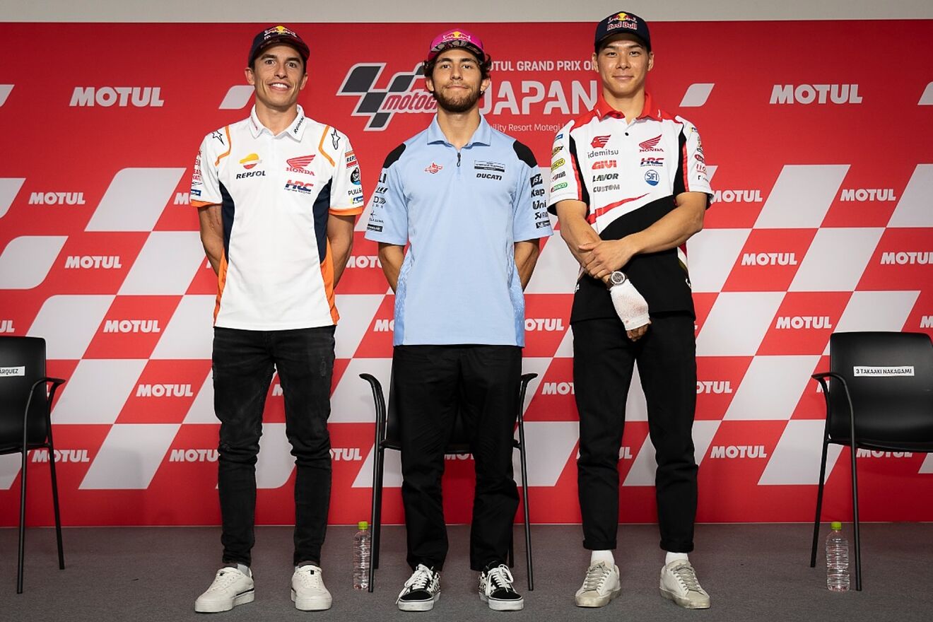 Marc Márquez, Bastianini y Nakagami, en Motegi. MOTOGP