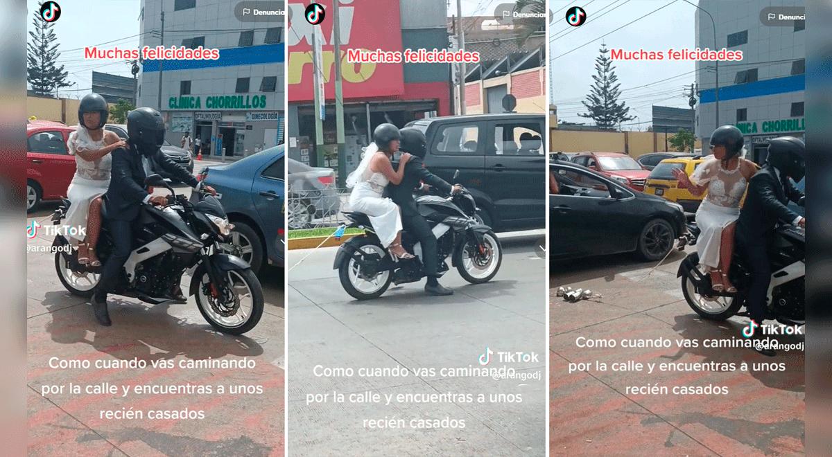 TikTok viral | ¡A falta de limusina! Captan a pareja de recién casados viajando en motocicleta por calle de Chorrillos | Redes Sociales | Video | Video viral | La República