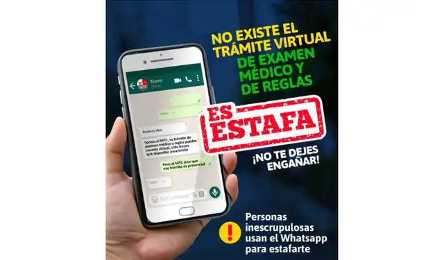 Advertencia sobre la inexistencia de los trámites virtuales del MTC para emitir una licencia de conducir. Foto: Instagram MTC