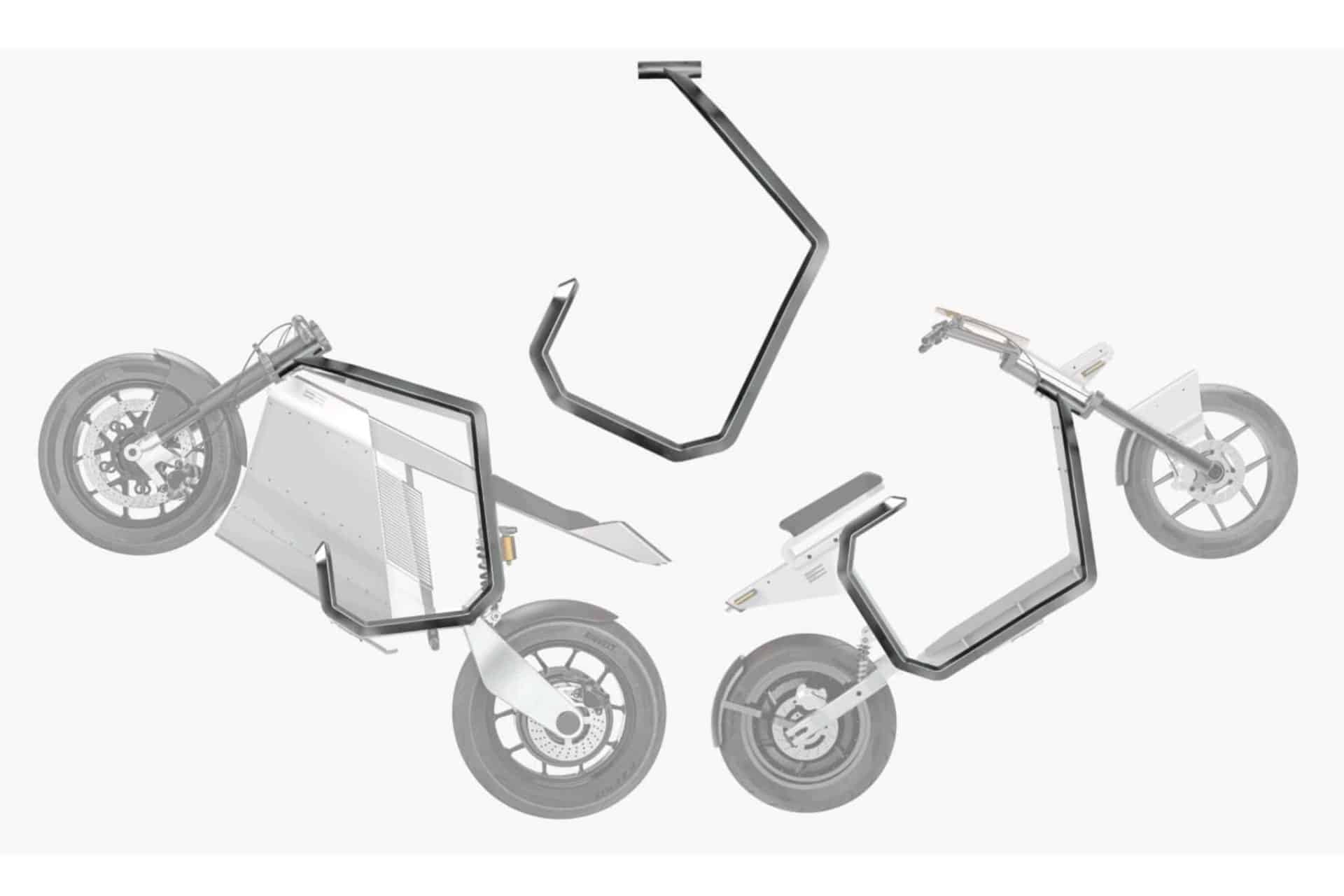 Esta empresa ha diseñado un chasis que, dado la vuelta, vale para una moto ( Ekka) o un scooter (CS-1). Alucinante