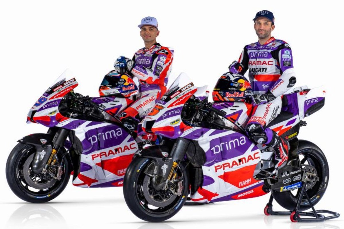 Jorge Martín y Johann Zarco con las Ducati Desmosedici GP23 de Pramac (FOTO: Pramac Racing)