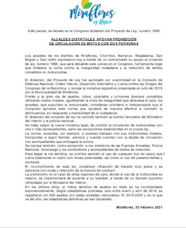 Comunicado de Miraflores