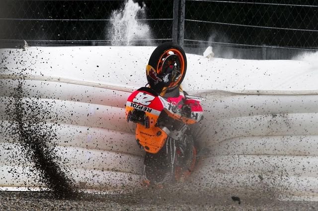 Shot of Pedrosa's bike hitting the air fence (!) : r/motogp