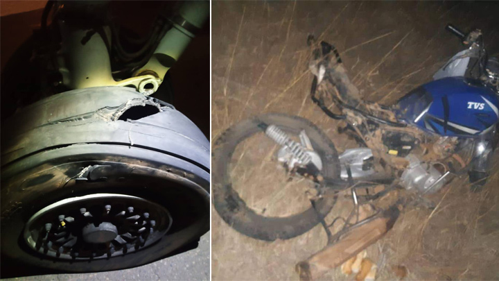 El motorizado salió ileso, con algunos rasguños. / Foto: Twitter
