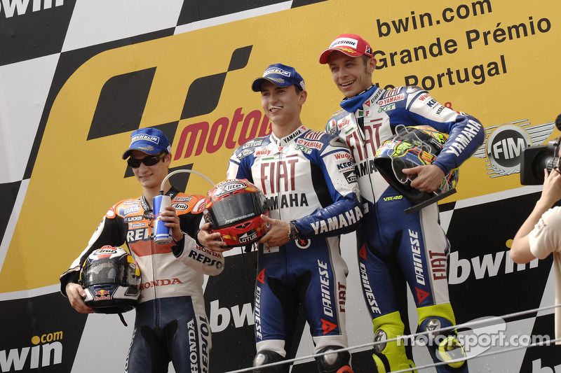 Dani Pedrosa, Jorge Lorenzo y Valentino Rossi, tres de 'los cuatro magníficos' junto a Casey Stoner