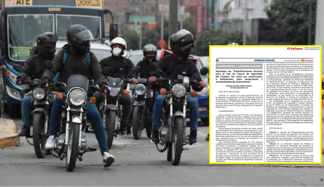 Motociclistas podrían ser multados hasta con S/ 428 si no usan chalecos con  la placa del vehículo o visores transparentes [VIDEO] - Lima Gris