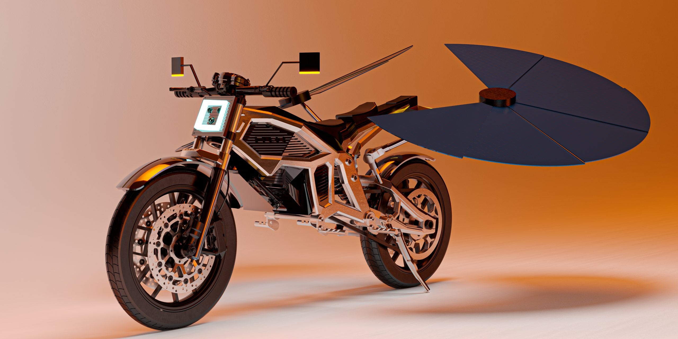 Ingenio o excentricidad: Debuta la moto eléctrica que se recarga sola al desplegar paneles solares